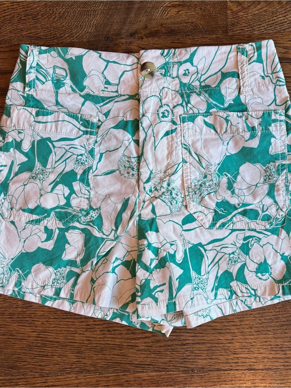 Maeve by Anthropologie Floral Print Shorts | Women’s Size 26 | Green & White